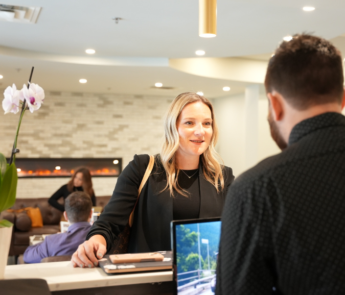 Astra’s professional front desk and reception area